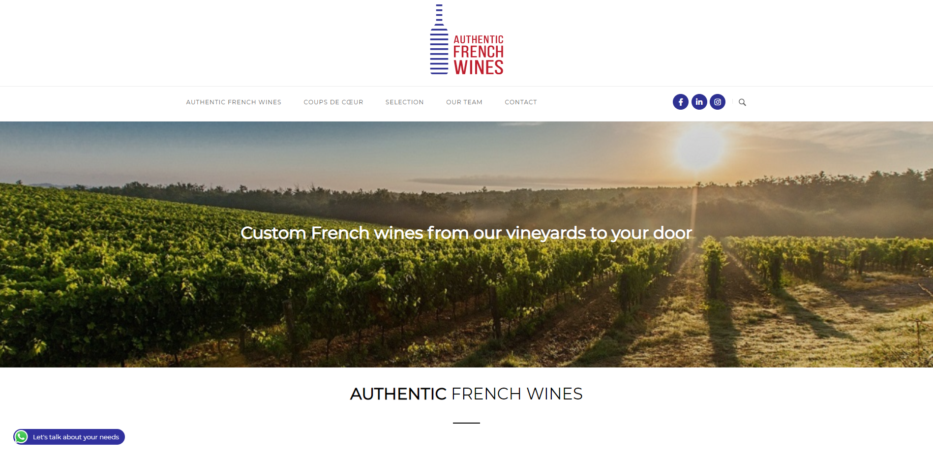 Authentic French Wines Adwines - Création site internet Geoffrey Leduc