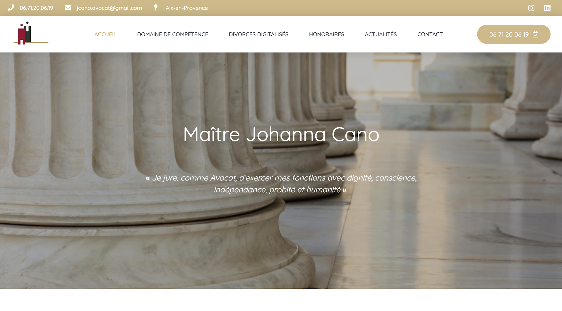 Johanna Cano Avocat - Création site internet Avocat