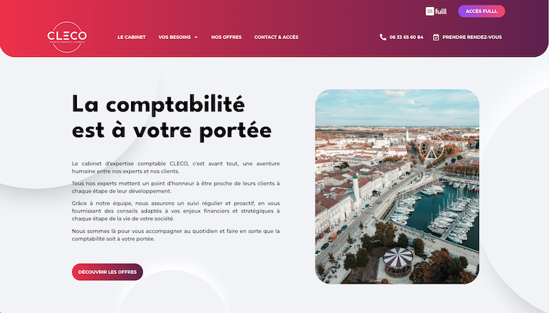 Cleco Expert Comptable La Rochelle - Création site vitrine - Freelance Geoffrey Leduc