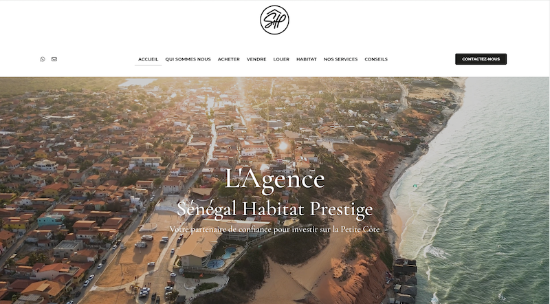 SHP Sénégal Agence Immobilière - Création site vitrine - Freelance Geoffrey Leduc