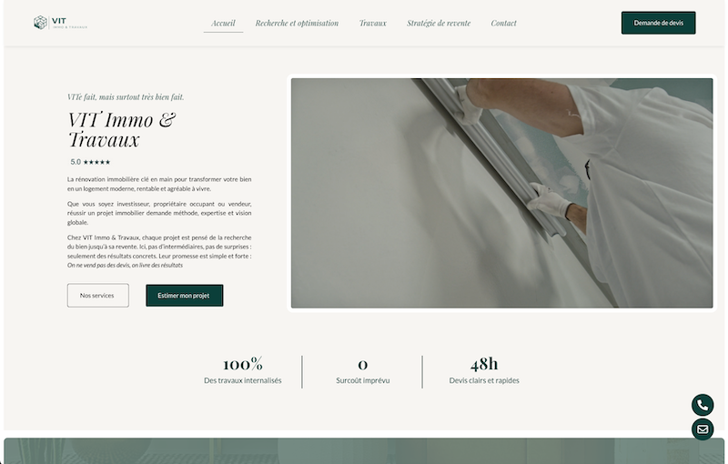 Vit Immo & Travaux - Création site vitrine - Freelance Geoffrey Leduc